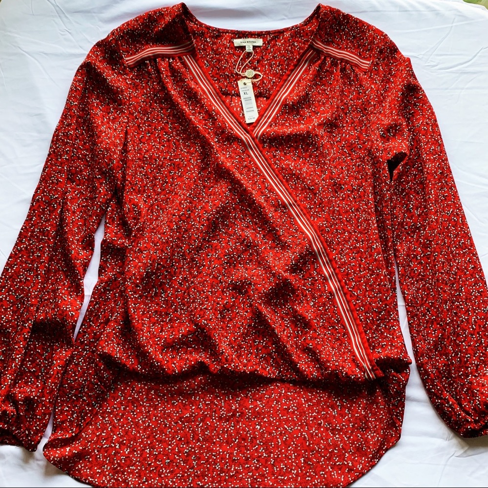 MAX STUDIO | Hi-Lo floral blouse